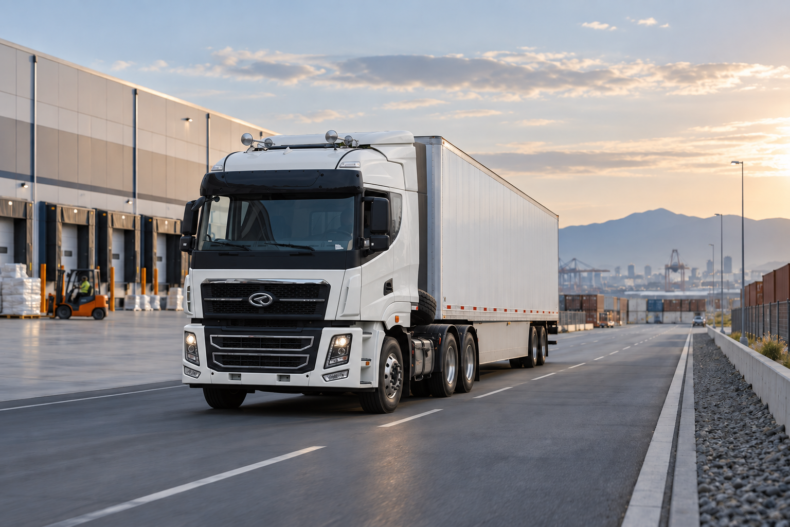 Heavy-duty diesel tractor truck operating on a long-haul freight route with a semi-trailer diesel-tractor-truck-long-haul-application