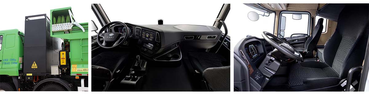 Interior of M5 8X4 electric dump truck