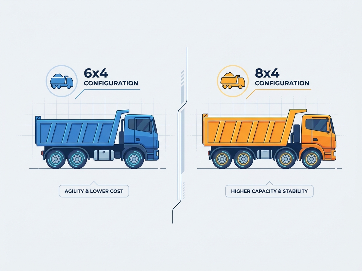 Heavy duty dump truck operating on a construction site