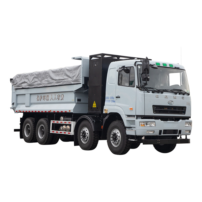8X4 EV dump truck on heavy-duty jobsite